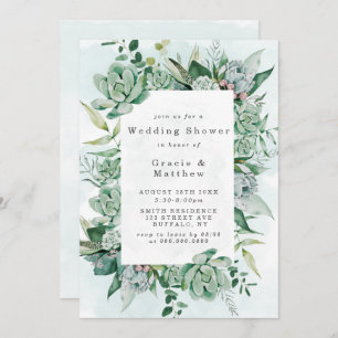 Boho Succulent Greenery Wedding Shower-uitnodiging