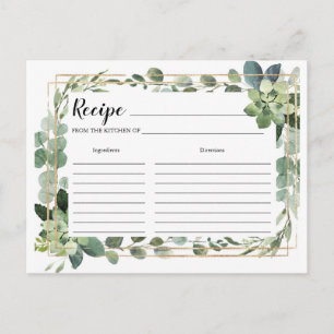 Boho succulent groen recept kaarten voor bruid