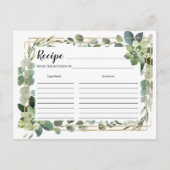 Boho succulent groen recept kaarten voor bruid (Voorkant)