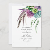 Boho Succulent Plant QR Code RSVP Weddenschap Kaart (Voorkant)