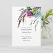 Boho Succulent Plant QR Code RSVP Weddenschap Kaart (Staand voorkant)