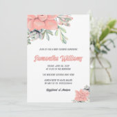 Boho Succulent Waterverf Green Coral Baby shower Kaart (Staand voorkant)