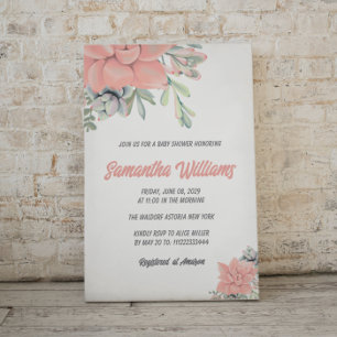 Boho Succulent Waterverf Green Coral Baby shower Kaart