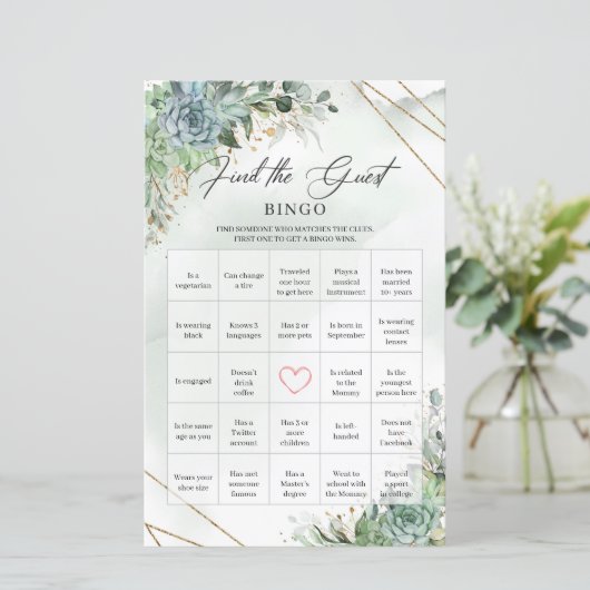 Boho succulente eucalyptus vind de gastbingo (Staand voorkant)