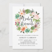 Boho Succulenten Bloemenkrans Baby Brunch Kaart (Voorkant)