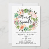 Boho Succulenten Bloemenkrans Baby Sprinkle Kaart (Voorkant)