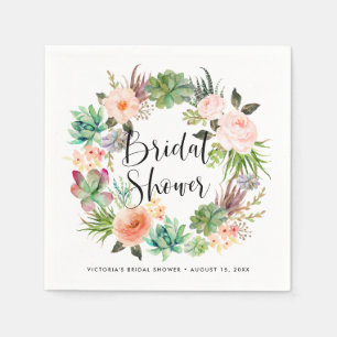 Boho Succulenten Bloemenkrans Zomer Bruidsfeest Servet