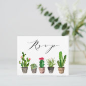 Boho Succulenten en Cactus Huwelijk RSVP Briefkaart (Staand voorkant)