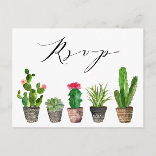 Boho Succulenten en Cactus Huwelijk RSVP Briefkaart