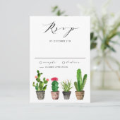 Boho Succulenten en Cactus Zomer Bruiloft RSVP Kaartje (Staand voorkant)
