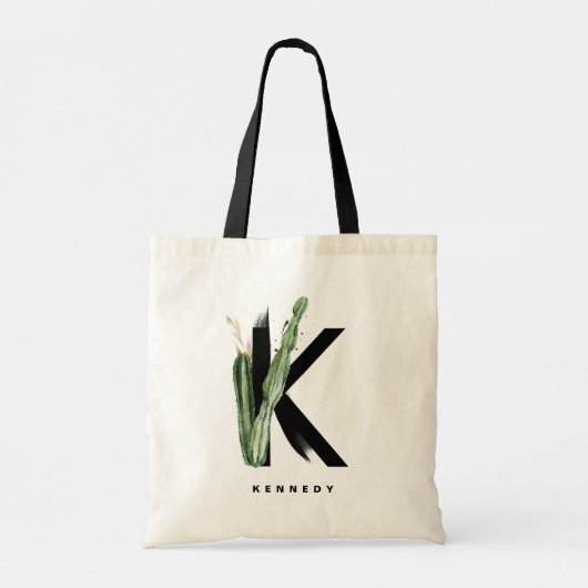 Boho-succulenten Letter K-monogram bruidsmeisje Tote Bag (Achterkant)