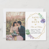 Boho Succulents bewaar de datumfoto Lavendel Aankondiging (Voorkant)