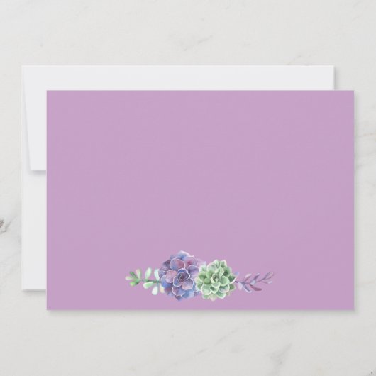 Boho Succulents bewaar de datumfoto Lavendel Aankondiging (Achterkant)