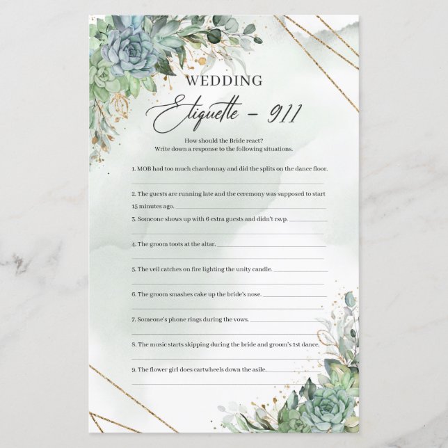 Boho succulents eucalyptus gold Etiquette 911 (Voorkant)