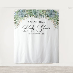 Boho succulents eucalyptus gold lijst baby shower wandkleed