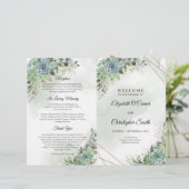 Boho succulents eucalyptus gold lijst bruiloft (Staand voorkant)