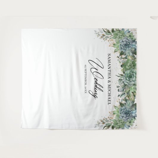 Boho succulents eucalyptus gold lijst bruiloft wandkleed (Voorkant (horizontaal))