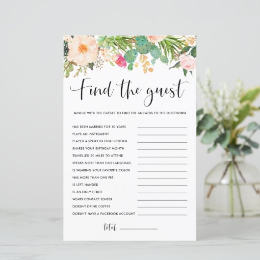 Boho Succulents Floral Vind het Gastenspel (Staand voorkant)