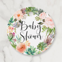 Boho Succulents Floral Wreath Baby shower Bedankjes Labels