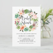 Boho Succulents Floral Wreath Baby shower Kaart (Staand voorkant)
