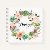 Boho Succulents Floral Wreath  Notitieboek (Voorkant)