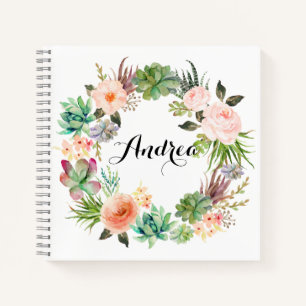 Boho Succulents Floral Wreath  Notitieboek