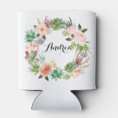 Boho Succulents Floral Wreath Personalized Blikjeskoeler (Achterkant)