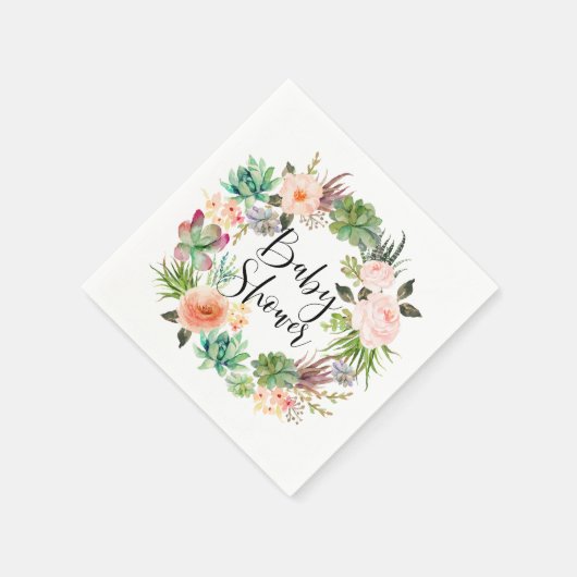 Boho Succulents Floral Wreath Summer Baby shower Servet (Hoek)