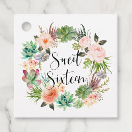 Boho Succulents Floral Wreath Sweet Sixteen Bedankjes Labels