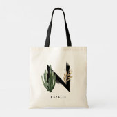 Boho Succulents Letter H Monogram Bridesmaid Tote Bag (Achterkant)