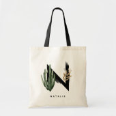 Boho Succulents Letter H Monogram Bridesmaid Tote Bag (Voorkant)