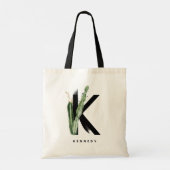 Boho Succulents Letter K Monogram Bruidsmeisje Tote Bag (Achterkant)