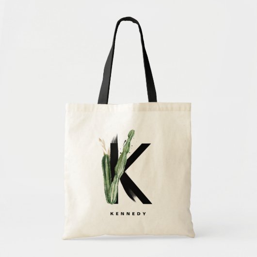 Boho Succulents Letter K Monogram Bruidsmeisje Tote Bag (Voorkant)