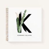 Boho Succulents Letter K Monogram Gepersonaliseerd Notitieboek (Voorkant)