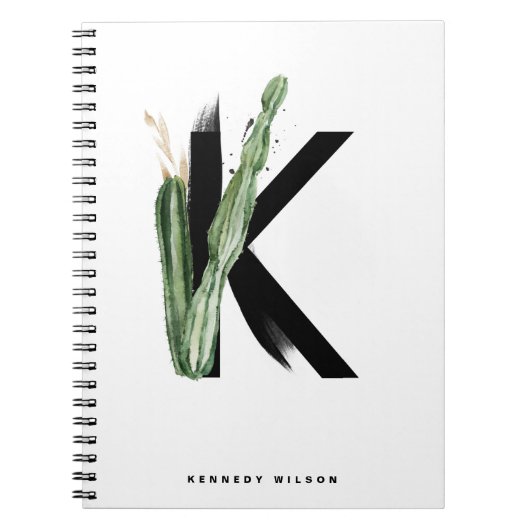 Boho Succulents Letter K Monogram Tropical Notitieboek (Voorkant)