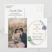 Boho Succulents save the date photobriefkaart Aankondigingskaart (Voorkant / Achterkant)