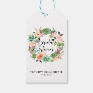 Boho Succulents Wreath Vrijgezellenfeest Hartelijk Cadeaulabel