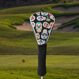 Boho Sugar Skulls op Black Golfheadcover