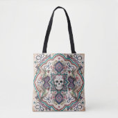 Boho Suiker Schedel Folk Art Tote Bag (Voorkant)