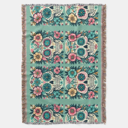 Boho SuikerSchedels Deken (Voorkant Verticaal)