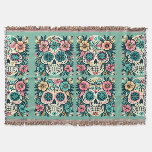 Boho SuikerSchedels Deken (Voorkant)