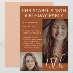 Boho Summer Brown Terracotta Trendy Birthday Party Kaart