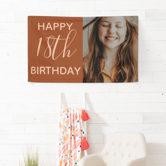 Boho Summer Brown Terracotta Trendy Birthday Spandoek (Insitu)