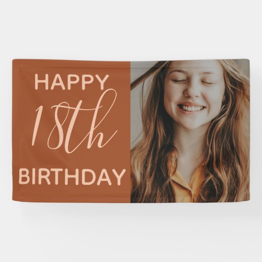 Boho Summer Brown Terracotta Trendy Birthday Spandoek (Horizontaal)
