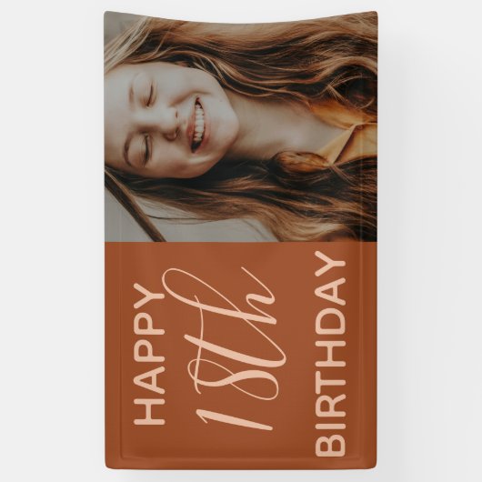 Boho Summer Brown Terracotta Trendy Birthday Spandoek (Verticaal)