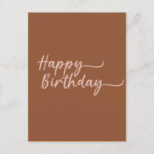 Boho Summer Brown Terracotta Trendy Happy Birthday Briefkaart