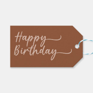 Boho Summer Brown Terracotta Trendy Happy Birthday Cadeaulabel