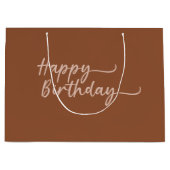 Boho Summer Brown Terracotta Trendy Happy Birthday Groot Cadeauzakje (Voorkant)