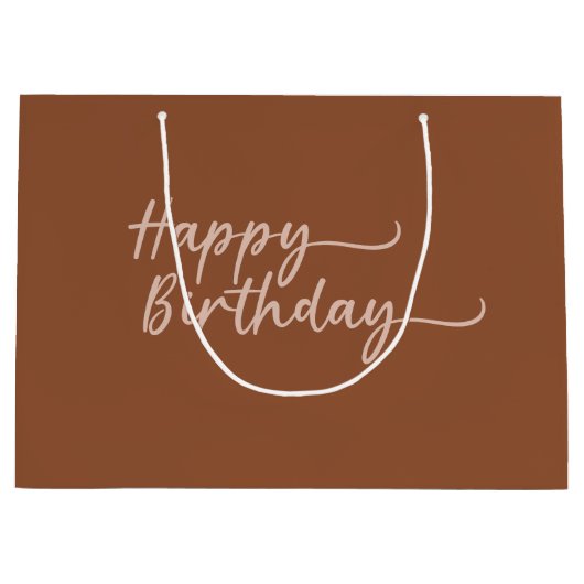 Boho Summer Brown Terracotta Trendy Happy Birthday Groot Cadeauzakje (Voorkant)