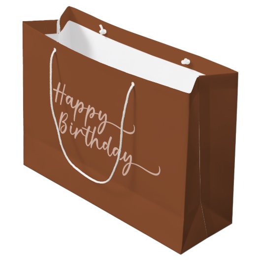 Boho Summer Brown Terracotta Trendy Happy Birthday Groot Cadeauzakje (Voorkant Gekanteld)